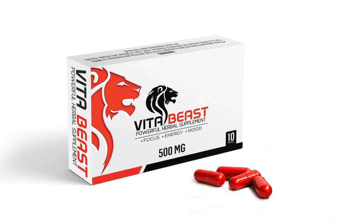 VitaBeast RED complément alimentaire énergie et concentration 500 mg pour personnes actives