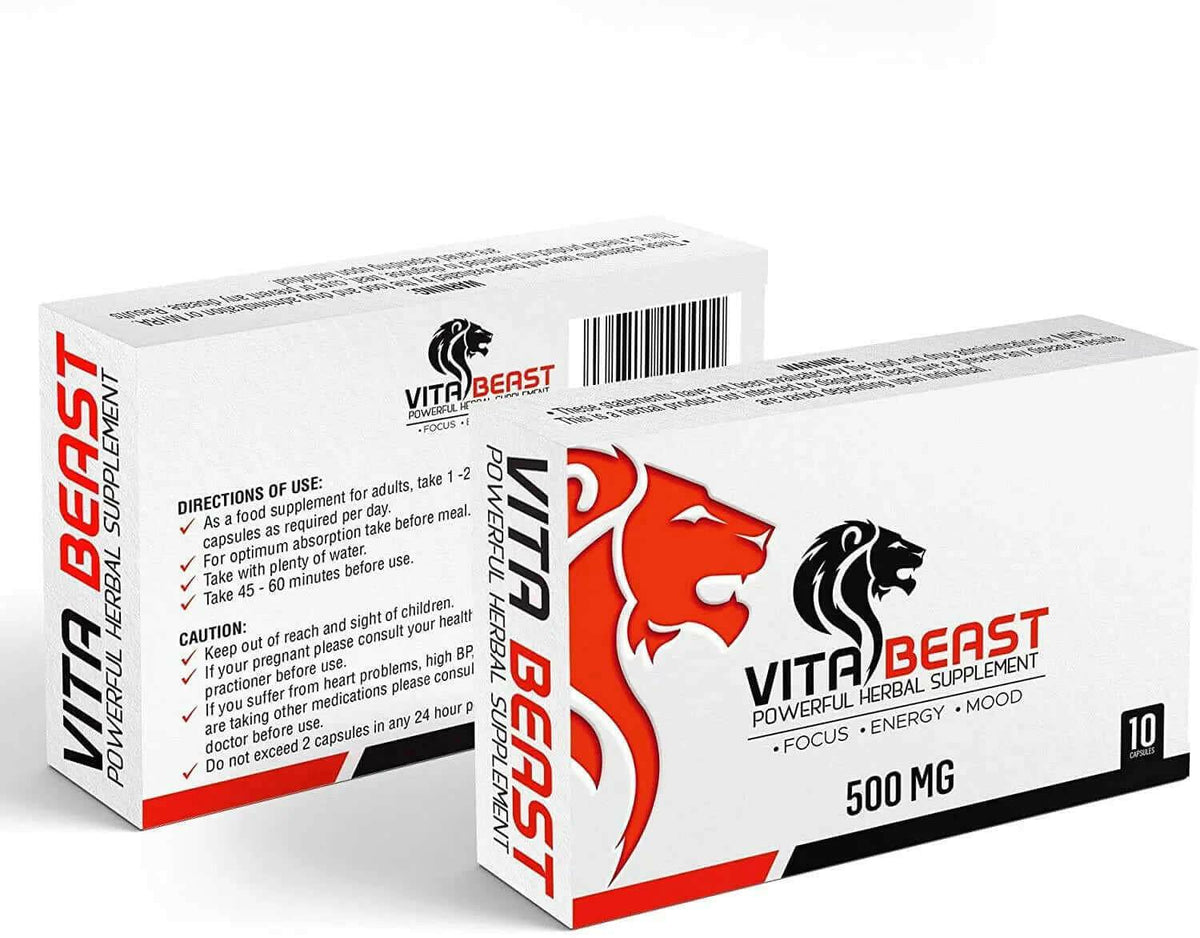 Vitabeast Bleu complément alimentaire énergie naturelle 500 mg pour vitalité et concentration