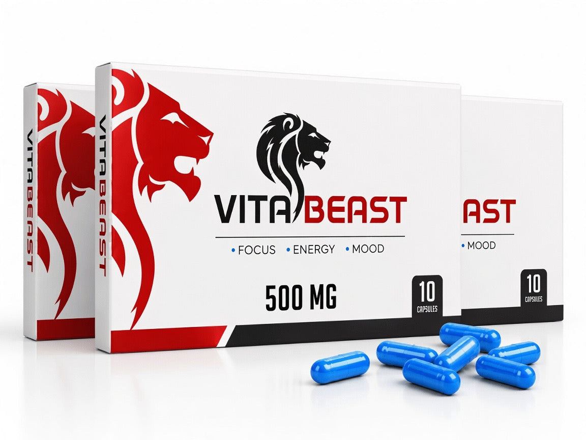 Vitabeast Bleu complément alimentaire énergie naturelle 500 mg pour vitalité et concentration