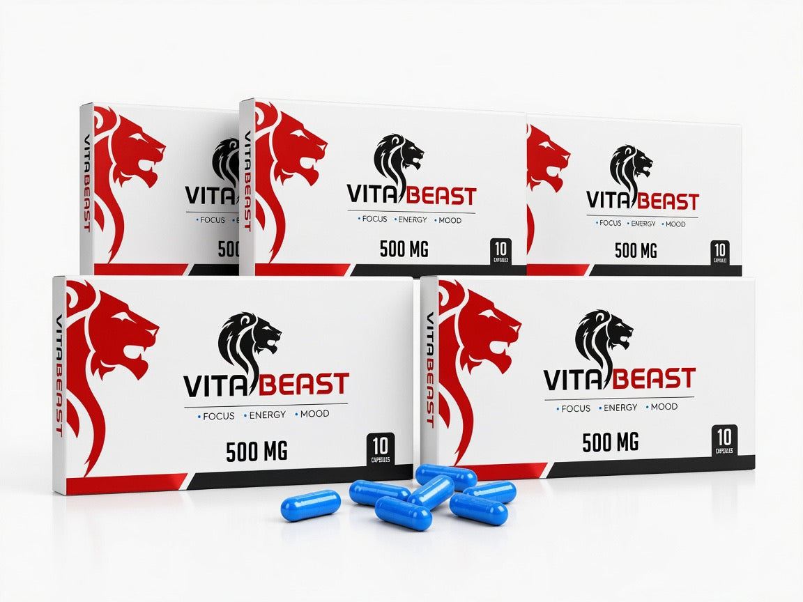 Vitabeast Bleu complément alimentaire énergie naturelle 500 mg vitalité et concentration