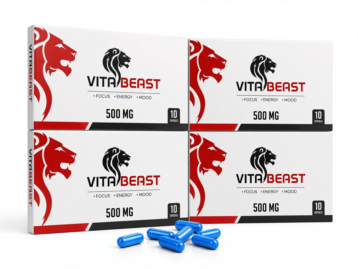 Vitabeast Bleu complément alimentaire énergie naturelle 500 mg pour vitalité et concentration