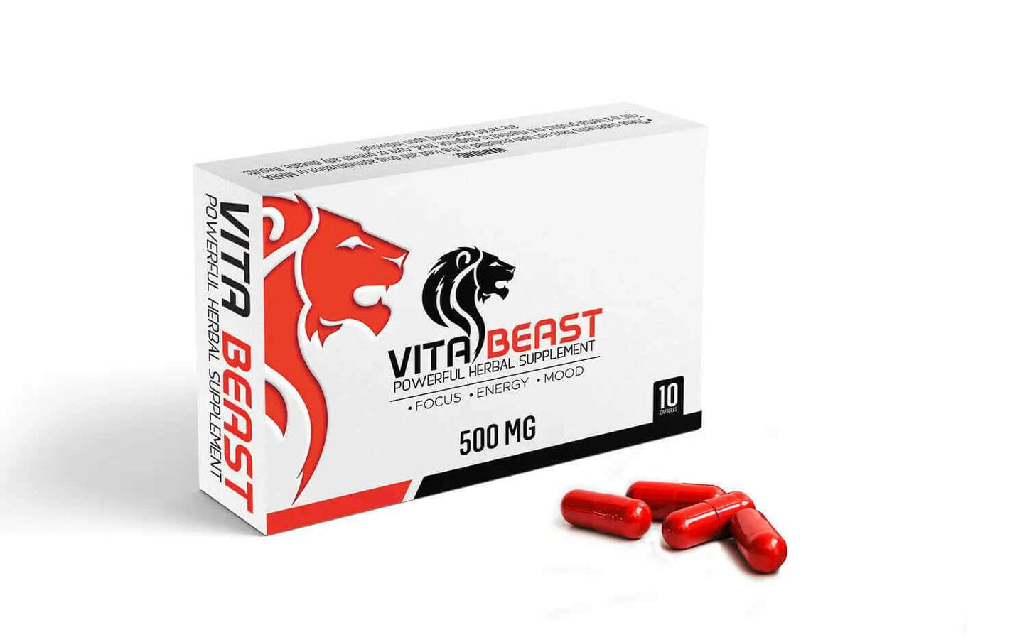 VitaBeast RED complément alimentaire énergie et concentration 500 mg pour personnes actives