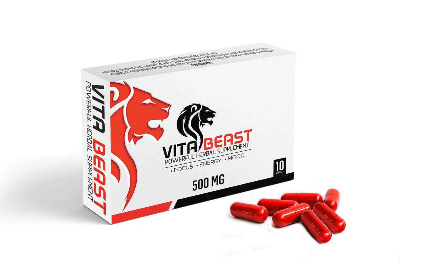 VitaBeast RED complément alimentaire énergie et concentration 500 mg pour personnes actives